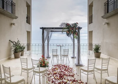 A wedding setup on a balcony