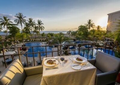 Ocean view from the dining room of a restaurant
